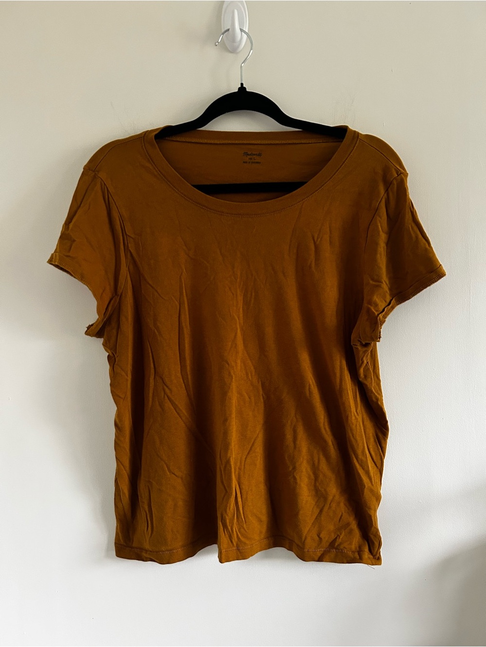 Madewell Short Sleeve Crewneck Tee in Mustard Brown